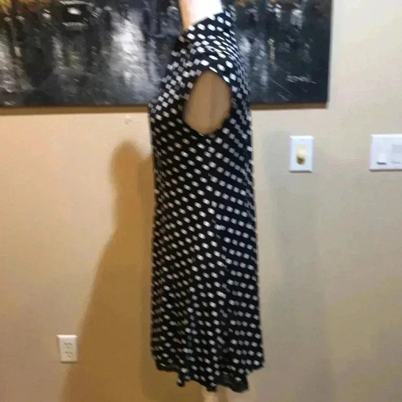 Guess Black & White Button Front Polka Dot Cap Sleeve Dress Lace Hem w/Pockets-S - Picture 3 of 9